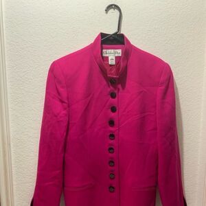 Christian DIOR  Blazer Coat Vintage Designer USA 100% Pure Wool Size 6 Pink